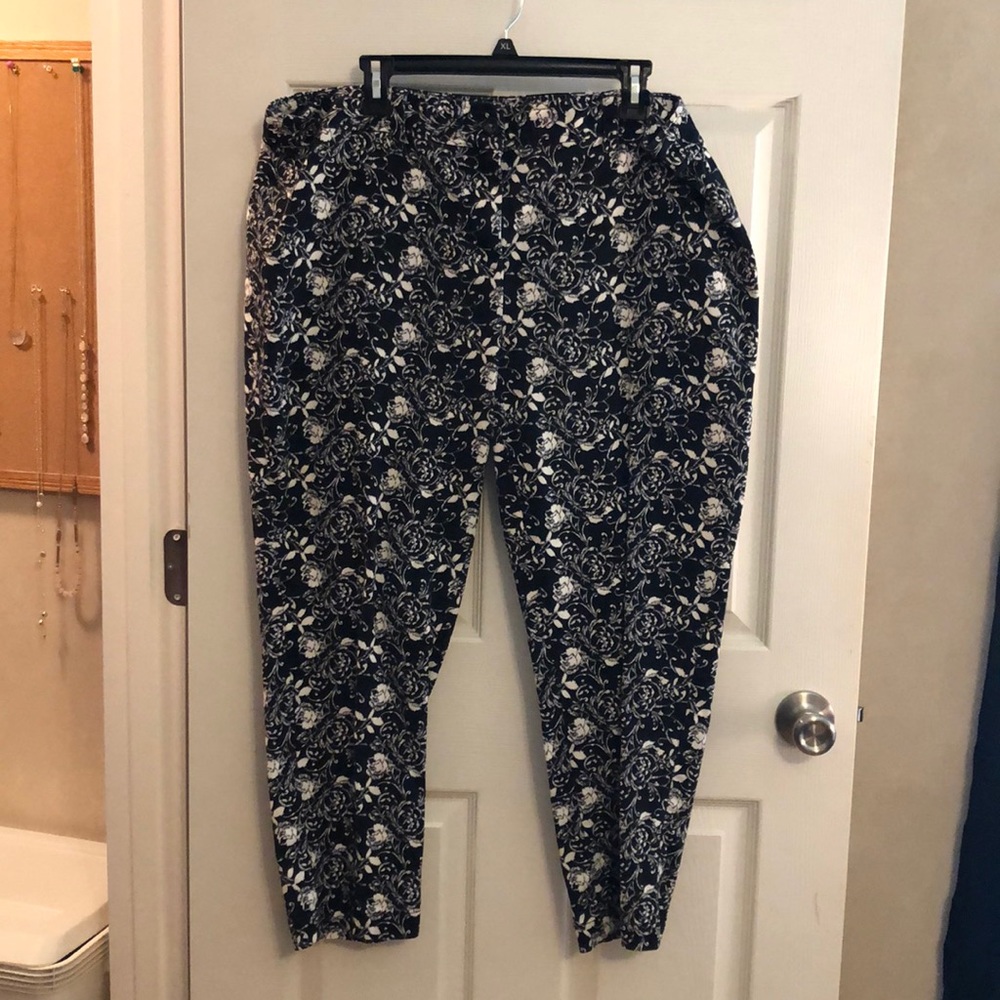 Black and White Floral Jeans